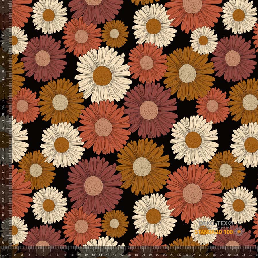 Jersey print med blomster - sort