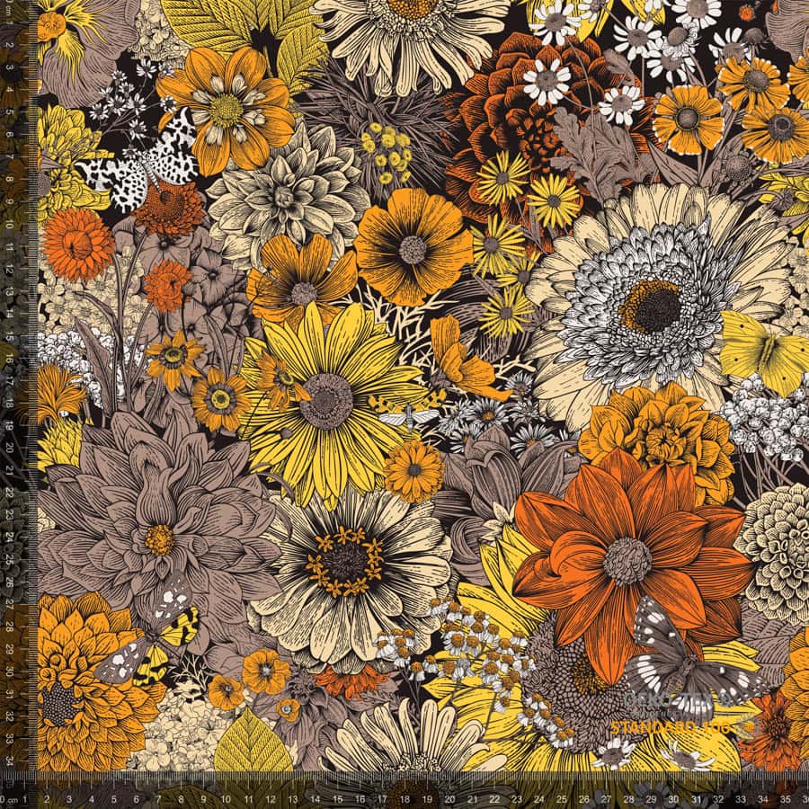 Jersey print med stilistiske blomster