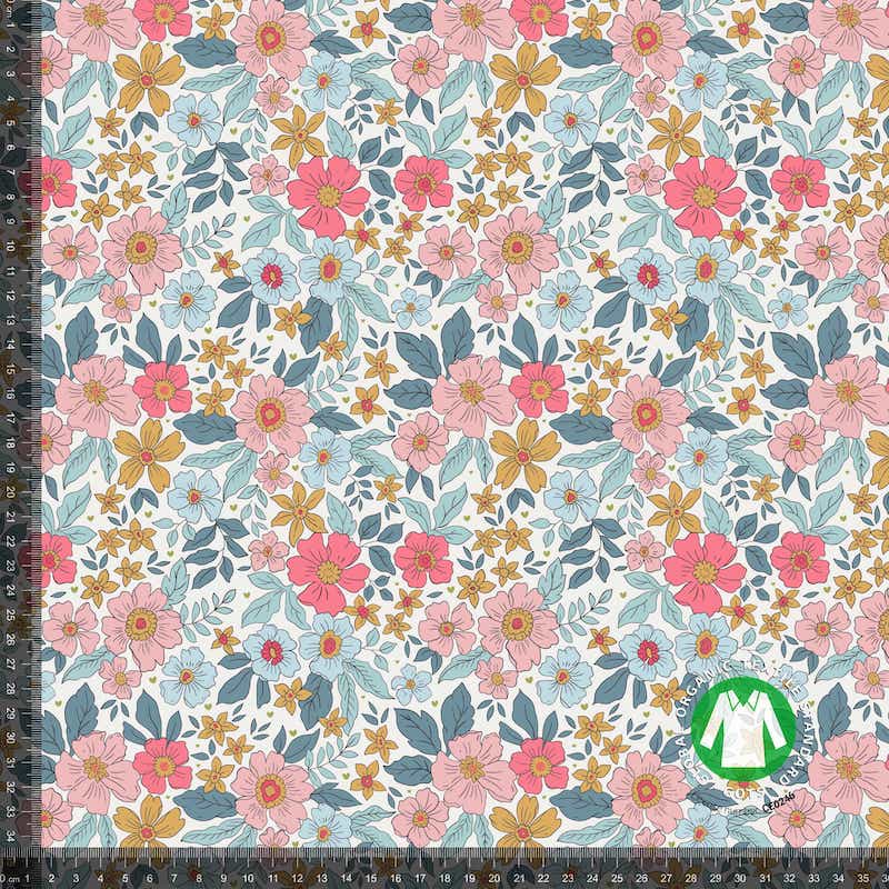 Jersey print med små søde blomster - multi