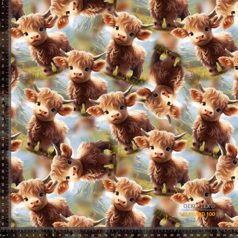 Jersey print med sweet highland cows