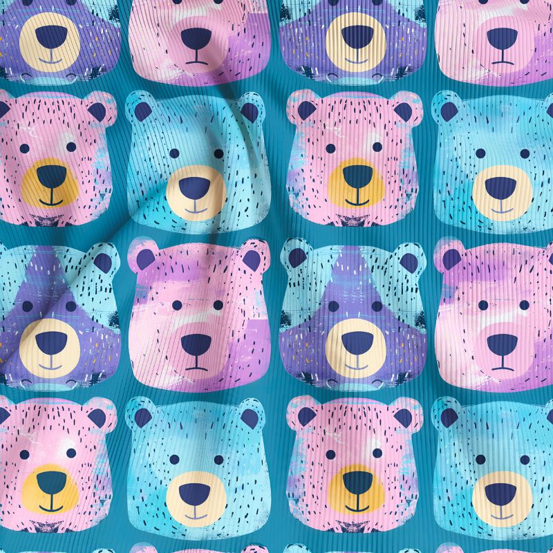 Rib jersey - Farverige bjørne
