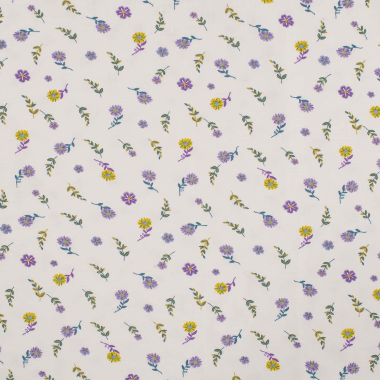 Jersey print med små blomster - lilla