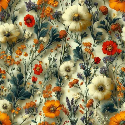 Detailed Illustration of Vintage Wildflowers in S