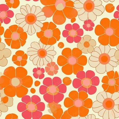 Very Colorful Orange and Pink Flower Pattern in 1