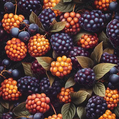 Blackberries Pattern Deep and Rich in Color with 1