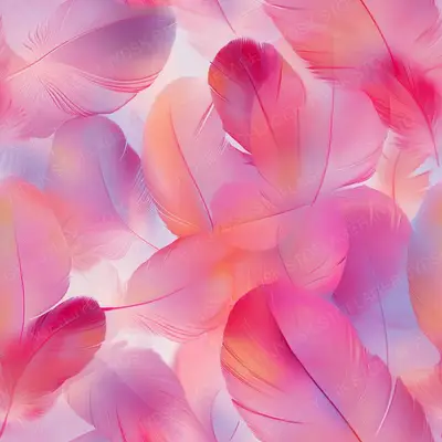 Colorful Pink Feathers in Various Shapes and Sizes