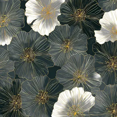 Cweib Flower Pattern Splicing Image Gold Stroke --V 7