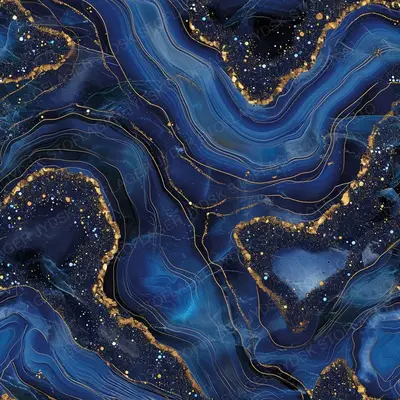 Deep Sapphire Blue Agate Pattern with a Marble Text