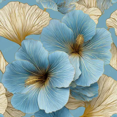 Fine Gold Hibiscus Contours Over a Crisp Sky-Aura B