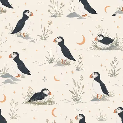 Puffins on Cream