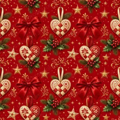 Red Christmas Hearts and Bows