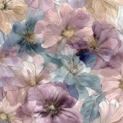 Rmpgems Dreamy Watercolor Floral Fabric Pattern