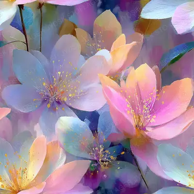 Romantic Watercolor Petals in Raspberry Plum and Li