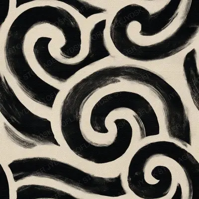 Abstract Pattern Expressive Black Ink Brus