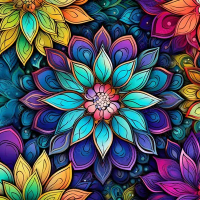 Floral Mandalas Vibrant Jewel Tone