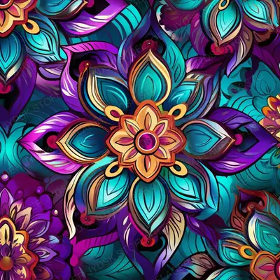 Floral Mandalas Vibrant Jewel Tone