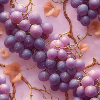 Vivid Purple Grapes with Golden Sparkles Entwined I