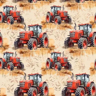 Watercolor Red Tractor