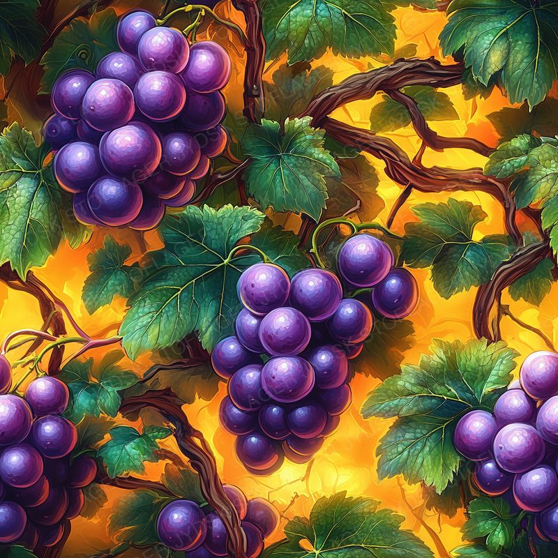 Purple Grapes with Green Leav