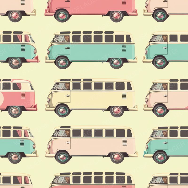Retro Campervans in Soft Pa 3