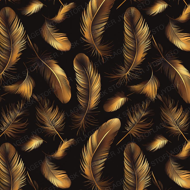 Abrunt a in Gold on Black of Down Feathers Tres