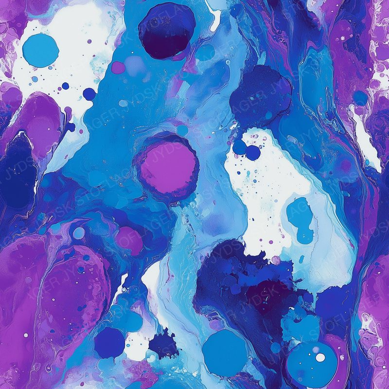 Abstract Blue and Purple Featuring Splashes of Purp