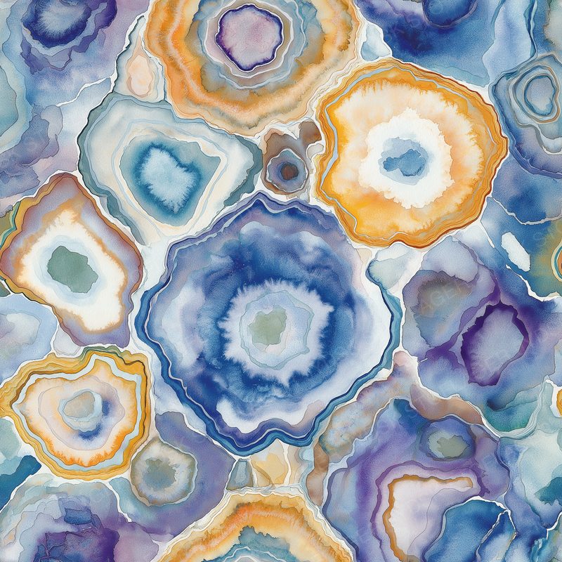 Artbitstudio Watercolor Agate Crystal Pattern Watercolor
