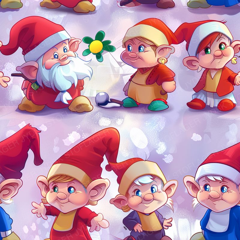 Cartoon Style Gnomes Doing Varies Things Whimsica 3