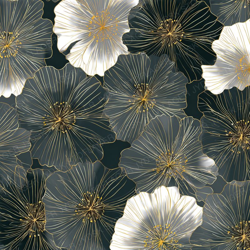 Cweib Flower Pattern Splicing Image Gold Stroke --V 7