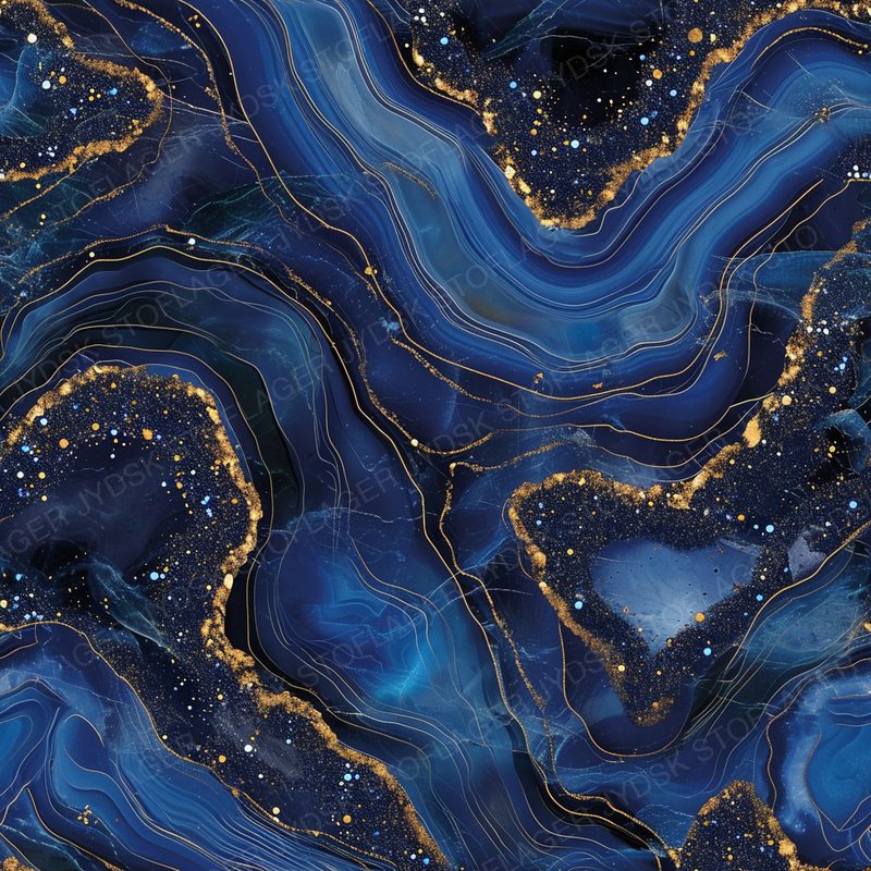 Deep Sapphire Blue Agate Pattern with a Marble Text