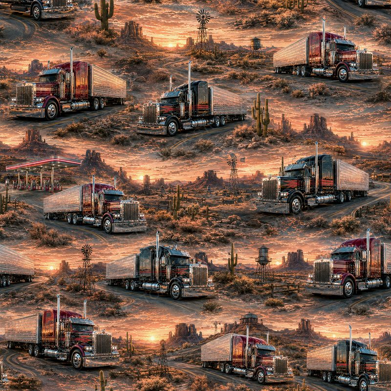 Desert Trucks at Sunset