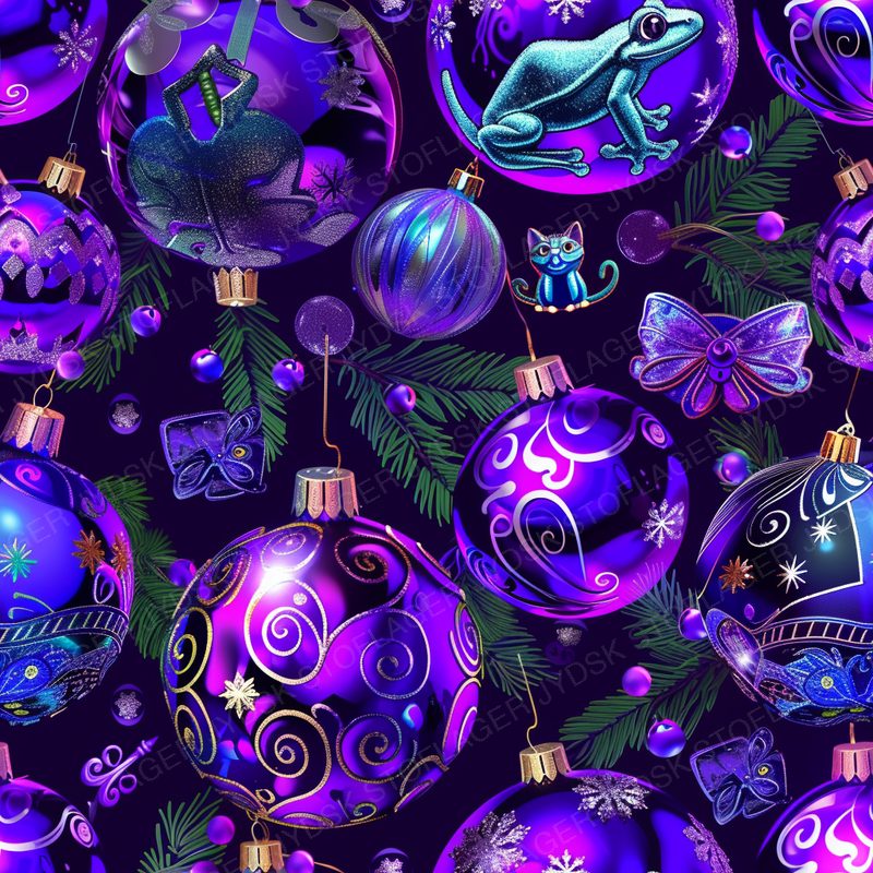 Dr.Fate1569 Ornate Purple Christmas Ornaments Shiny
