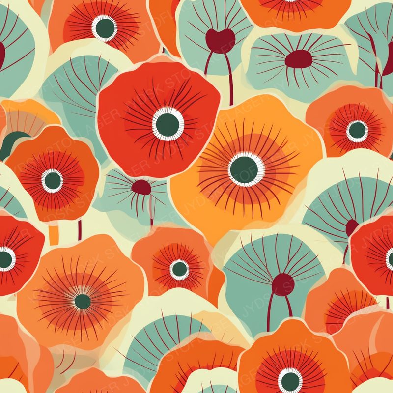 Finchpy Cute Retro Poppies Groovy