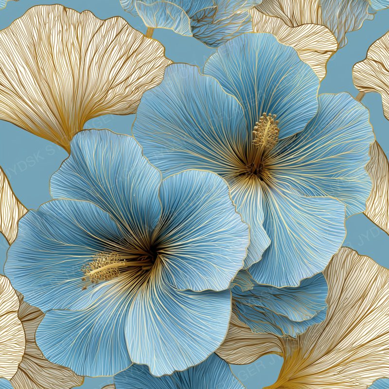 Fine Gold Hibiscus Contours Over a Crisp Sky-Aura B