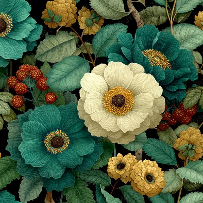Firewallsuren Dark Floral Pattern with Miserable Flowers
