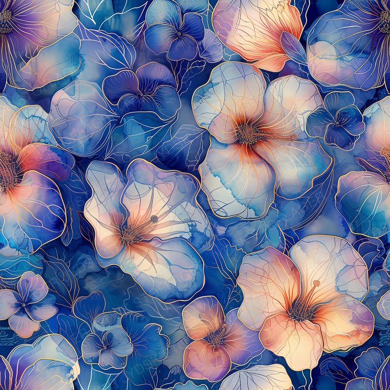 Gold Outlined Flowers