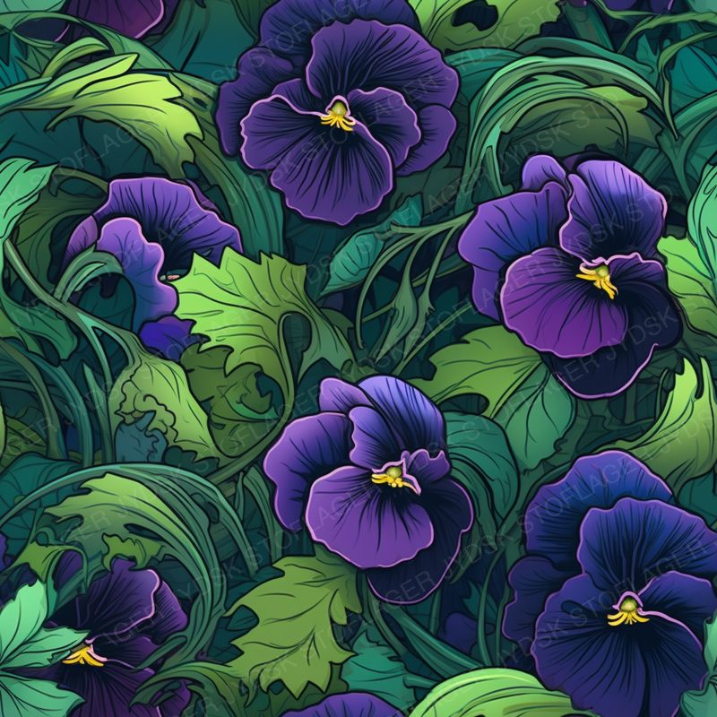 Happinuss Pansy - Colorful Vector Art Gothic with Green