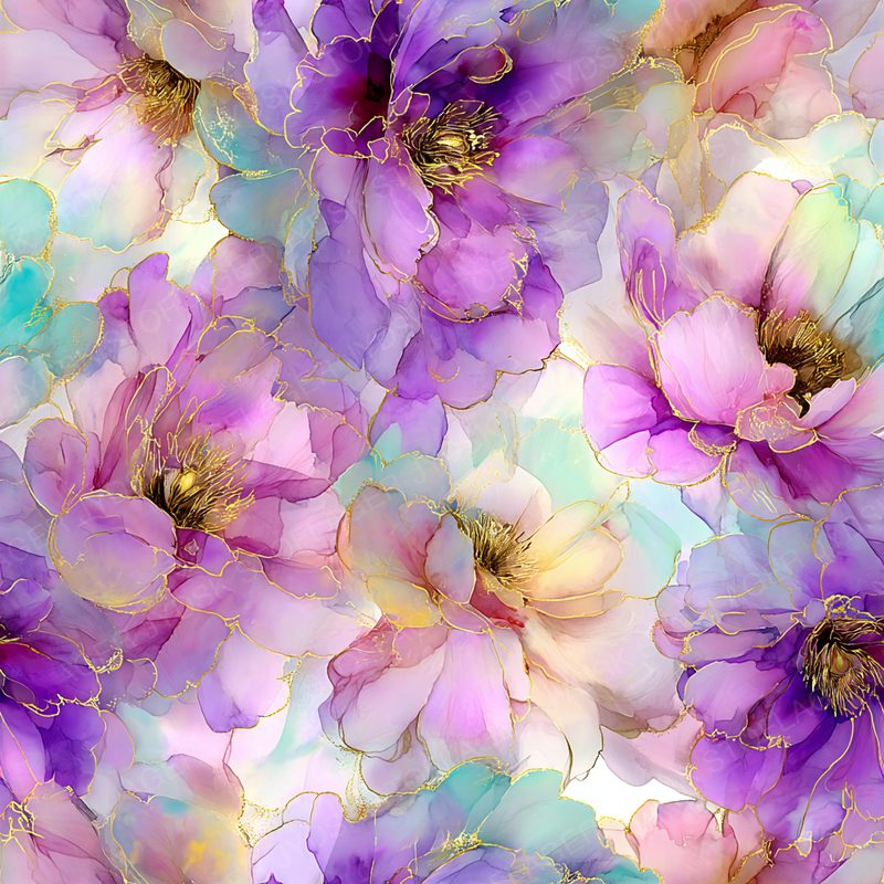 Kendoflq5 Alcohol Ink with Gold Leafing Pastel Lilac