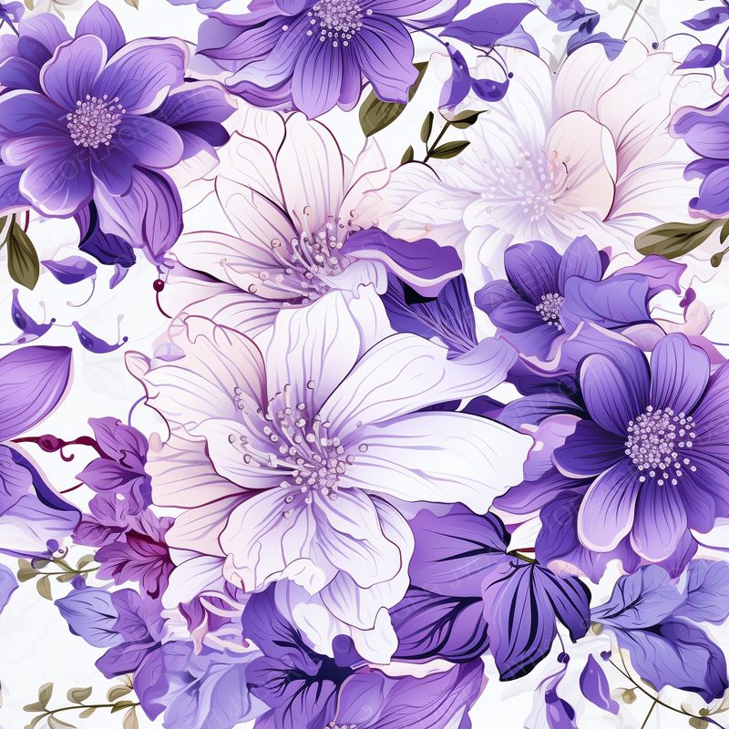 Lovelydesign8 Seamless Flowers Pattern Lilac Beautiful