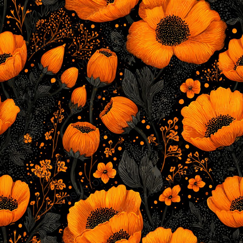 1920S Style Creepy Night Flowers Spooky Dark Flora