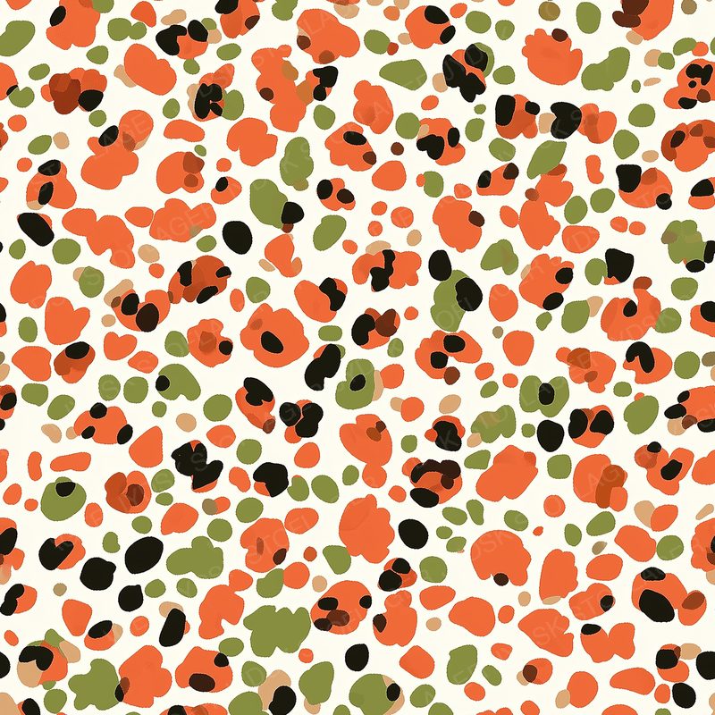 Playful Cheetah Spots in Paprika Red and Olive Gree