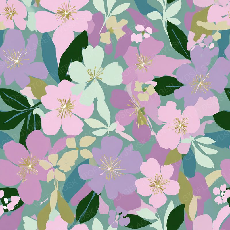Powerful Seahorse 74497 a Flat Textile Design of Flowers