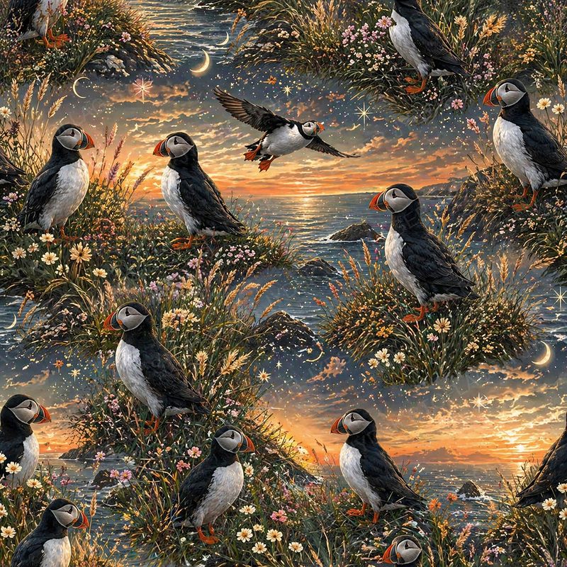 Puffins at Dusk