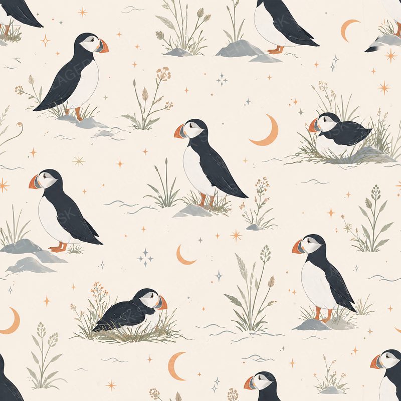Puffins on Cream