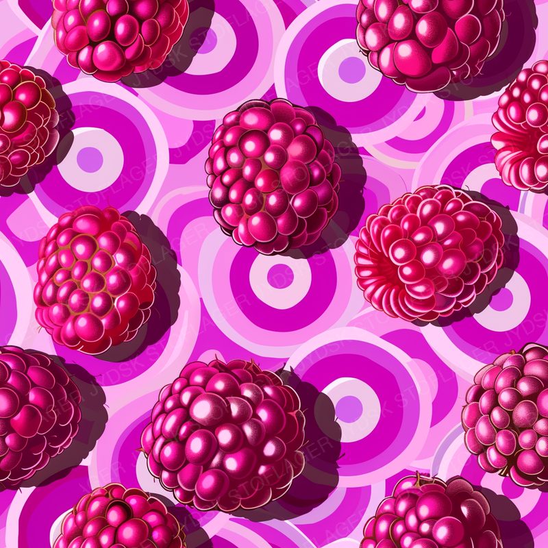 Raspberries Pattern Enhanced for Depth Featuring 0