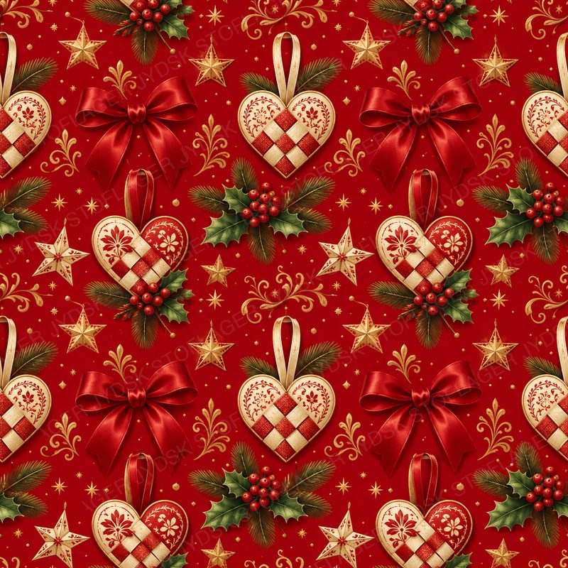 Red Christmas Hearts and Bows
