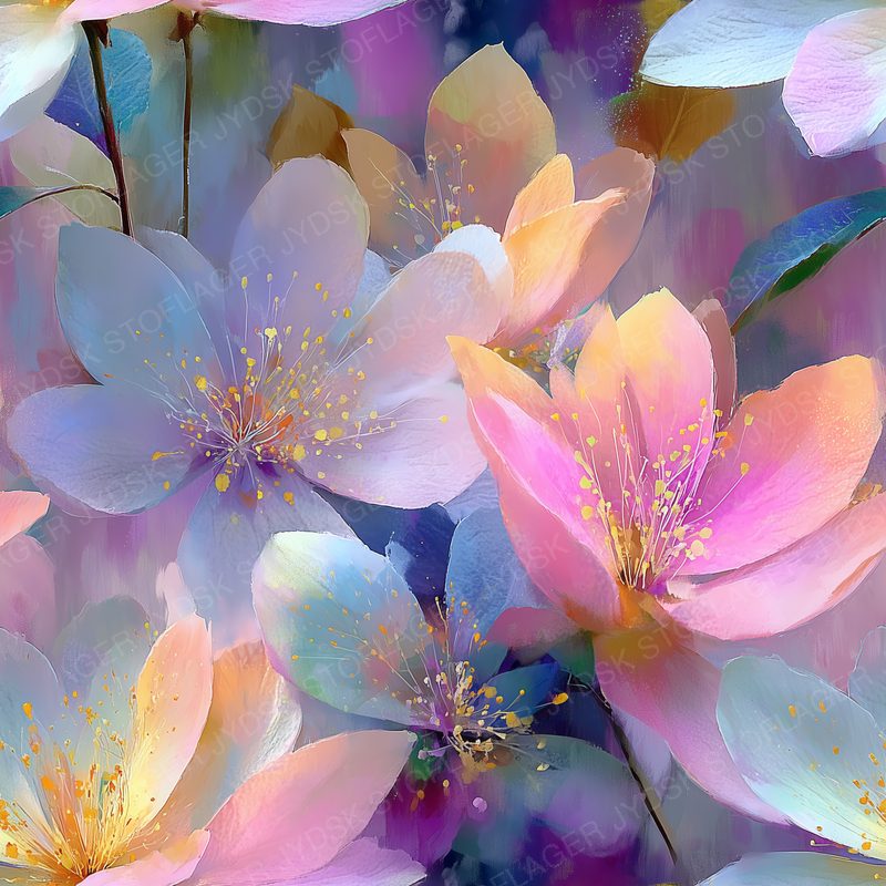 Romantic Watercolor Petals in Raspberry Plum and Li