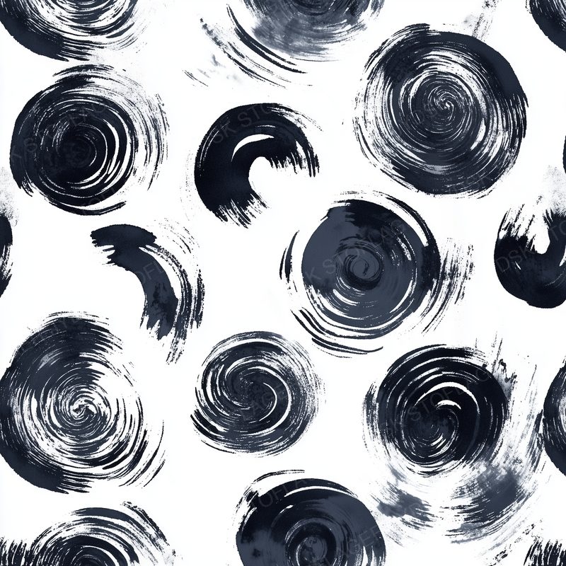 Abstract Pattern Expressive Black Ink Brus