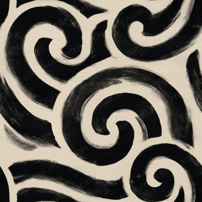 Abstract Pattern Expressive Black Ink Brus