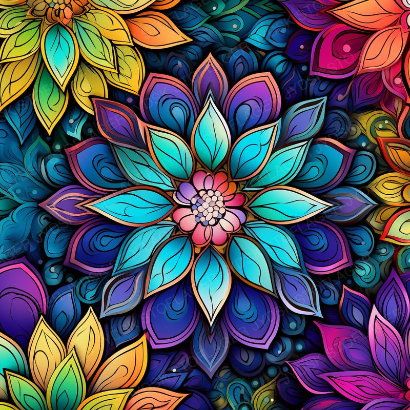 Floral Mandalas Vibrant Jewel Tone